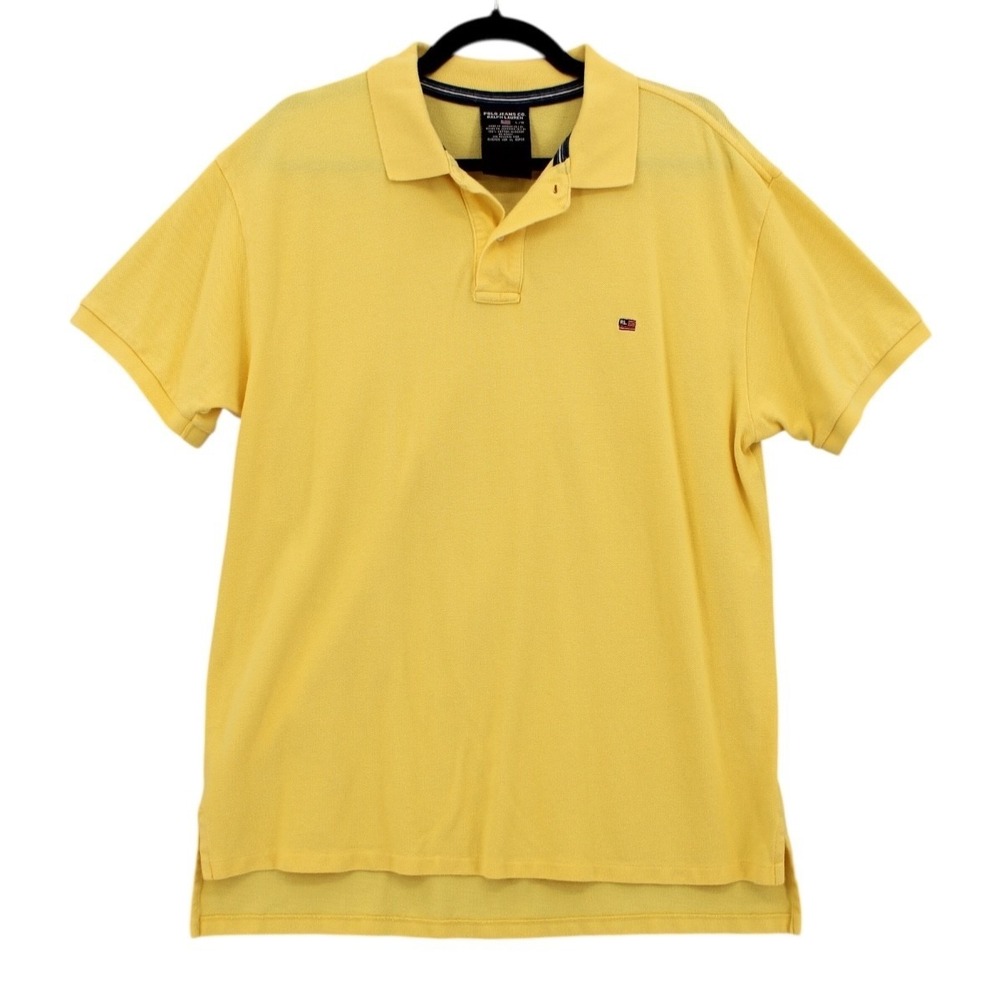 Polo Jeans Co. Ralph Lauren Top Mens Large Yellow Short Sleeve Preppy Flag